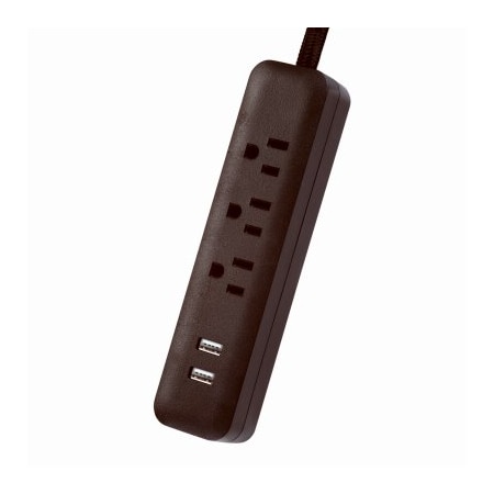 Globe Electric Power Strip, Surge, USB, 6 ft., Black 78249